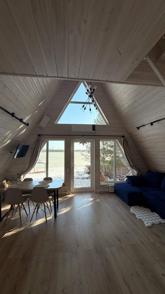 Новый дом А-фрейм на берегу Селигера