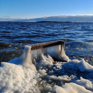 Ледяной занавес на кромке озера