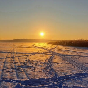 След снегохода ведёт к рассвету